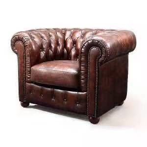boa vinda de couro do OEM do sofá do botão de Brown do projeto luxuoso de 210cm