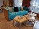 o botão do quadro de madeira de 2200*900*800mm Gelaimei adornou Sofa Blue For Living Room