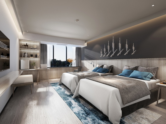 A mobília minimalista do quarto da mobília padrão do quarto de hóspedes do hotel ISO14001 ajusta-se personalizado
