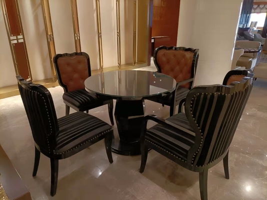 Mesa de jantar de estofamento de couro de Gelaimei e diâmetro de vidro das cadeiras 1 medidor