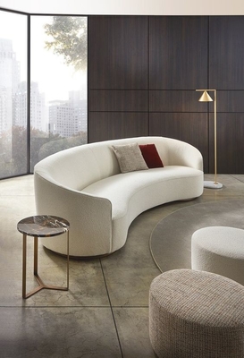 Sala de hotel ISO18001 padrão Sofa Curved Tufted White Sofa 2200*900*800mm