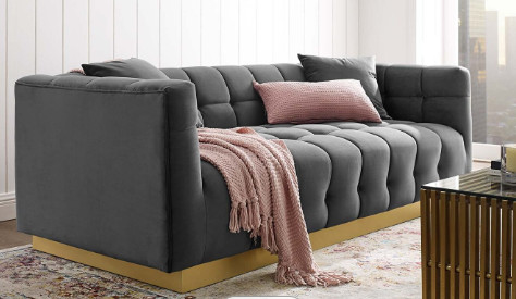 Projeto ergonômico sala de visitas personalizada de Grey Velvet Lounge Sofa For