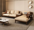Cor da noz da mobília da casa de campo ISO9001 com estofamento L sofá da tela da forma